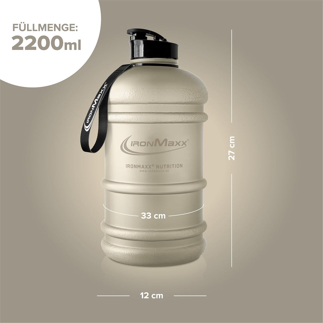IronMaxx Water Gallon - Matt Sandstone Beige 2200ml | BPA & DEHP frei | auslaufsichere Trinkflasche