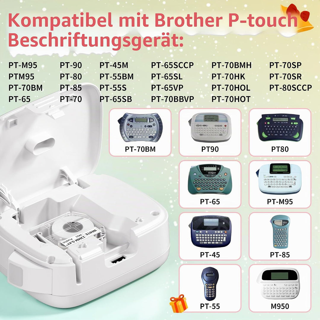 Tape Ersatz für Brother P Touch M Tape MK221 MK 231, M950 Thermotransfer Tape Kompatibel mit Brother