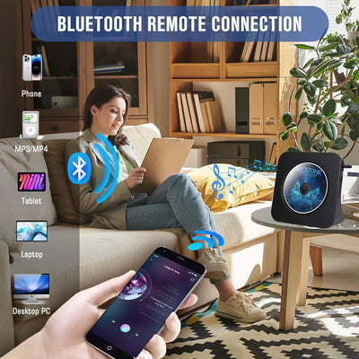 Desktop-CD-Player mit Bluetooth-Sender, tragbarer CD-Player mit Lautsprechern & Timer, Radio-CD-Play