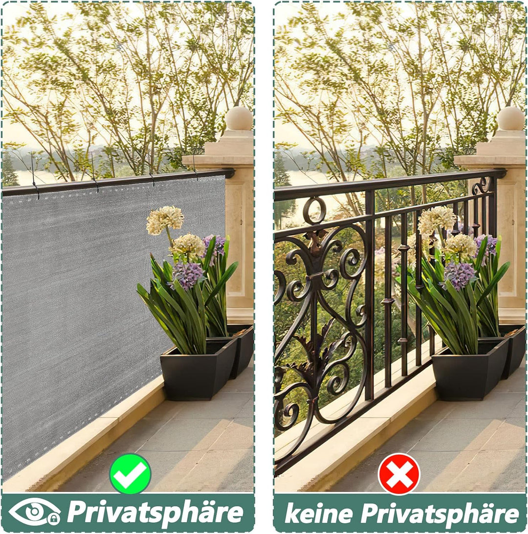 Zaunblende Sichtschutz für Zaun &amp; Balkongeländer, Schattiernetz Gartenzaun, Schattennetz, 150g/㎡ HDP