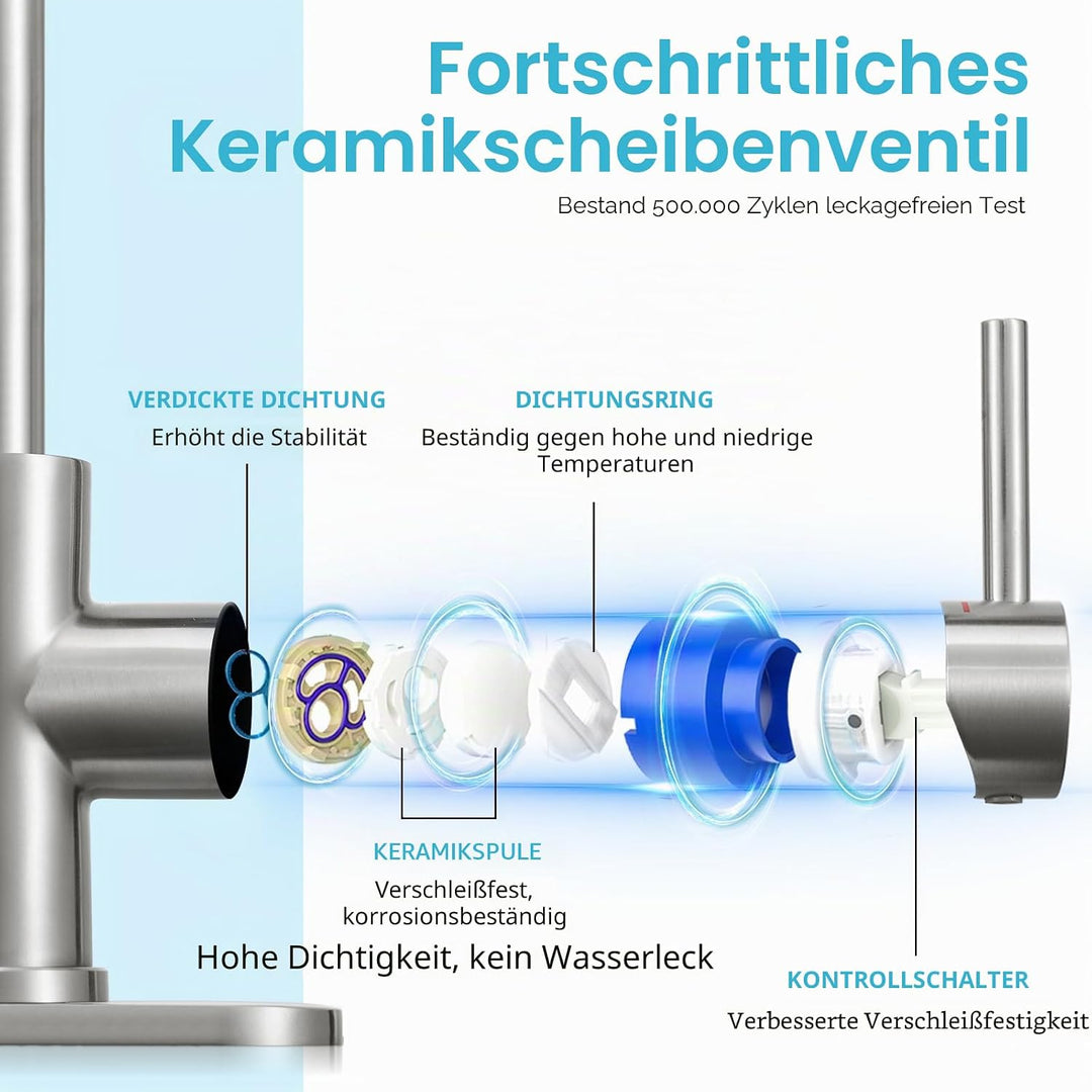 CREA Wasserhahn Küche, 360° Drehbare Küchenarmatur für Kleine Küche, Mischbatterie für Küche oder Ba