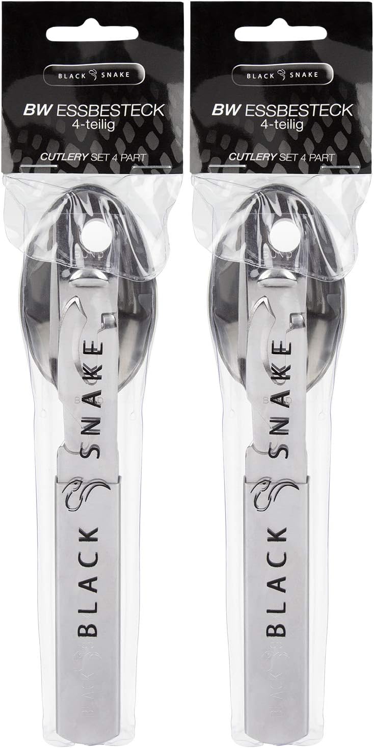 Black Snake Essbesteck 2er 4er oder 6er Set im BW Stil ideales Besteck zum Camping 2 Personen Set, 2