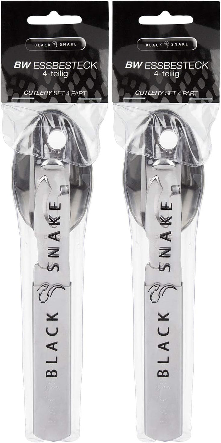 Black Snake Essbesteck 2er 4er oder 6er Set im BW Stil ideales Besteck zum Camping 2 Personen Set, 2