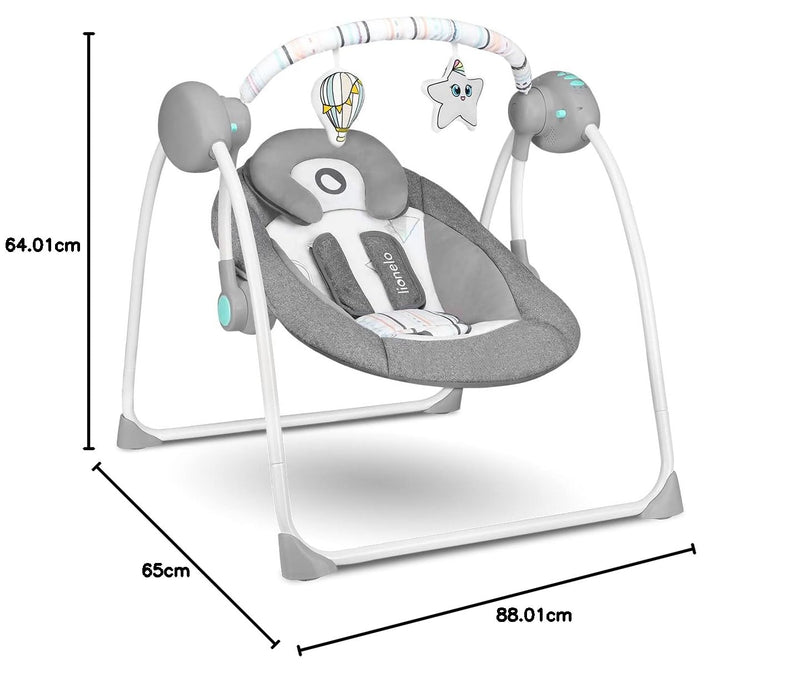 LIONELO Ruben Baby Wippe, Babyschaukel Elektrisch mit Liegefunktion, Baby Schaukel 0 bis 9 kg, Moski