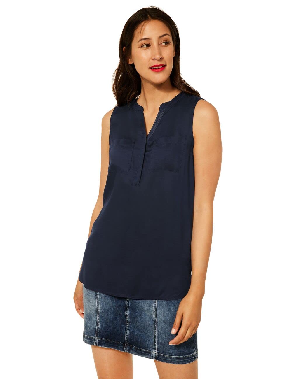 Street One Damen Langes Blusentop, 34 Grand Blue