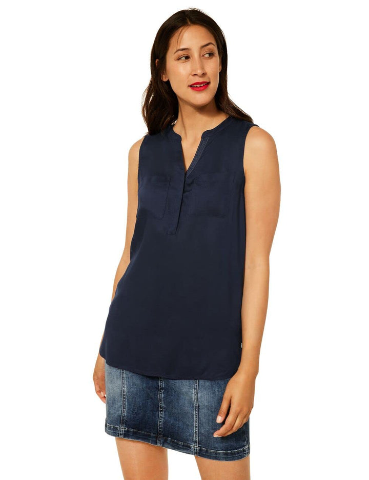 Street One Damen Langes Blusentop, 34 Grand Blue