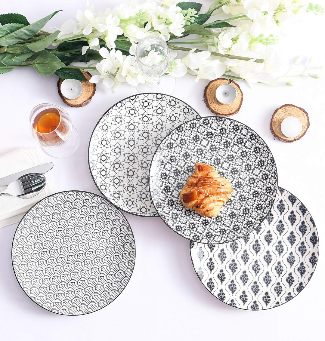 vancasso, Haruka Porzellan Speiseteller, 12 tlg. Rund Flachteller Set, Durchmesser 27 cm 12-teilig S