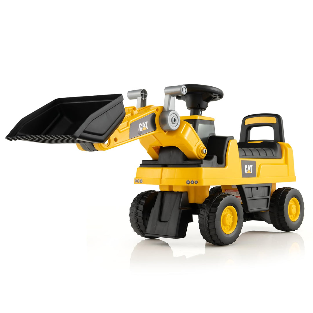 SOARS Sitzbagger, Kinderbagger mit Lenkbarer Schaufel, Rutschauto mit Hupe, verstecktem Stauraum & K