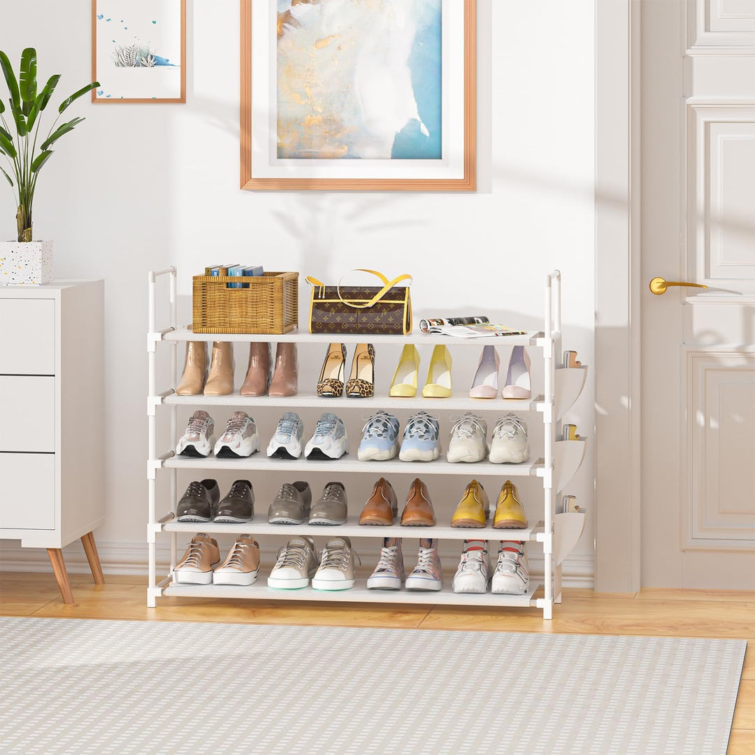 OYREL Schuhregal 5 Ebenen weiss Schuhständer Schuhorganizer für 20-25 Paar Schuhe Platzsparend & Sta