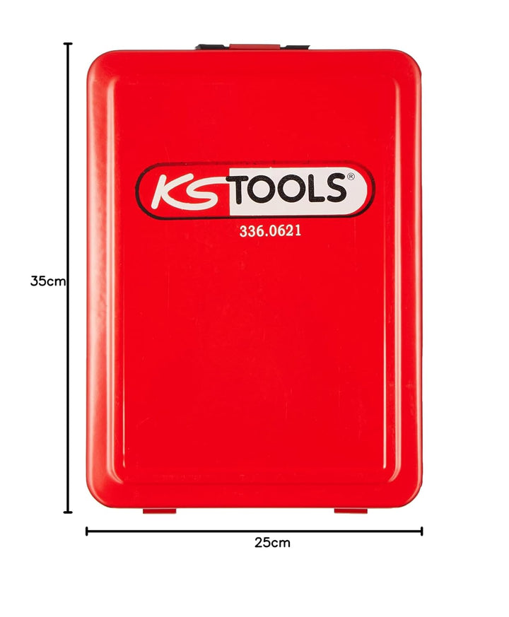 KS Tools 336.0621 HSS Handgewindebohrer-Satz M, Stahlblechkassette 21-tlg.M3-M12
