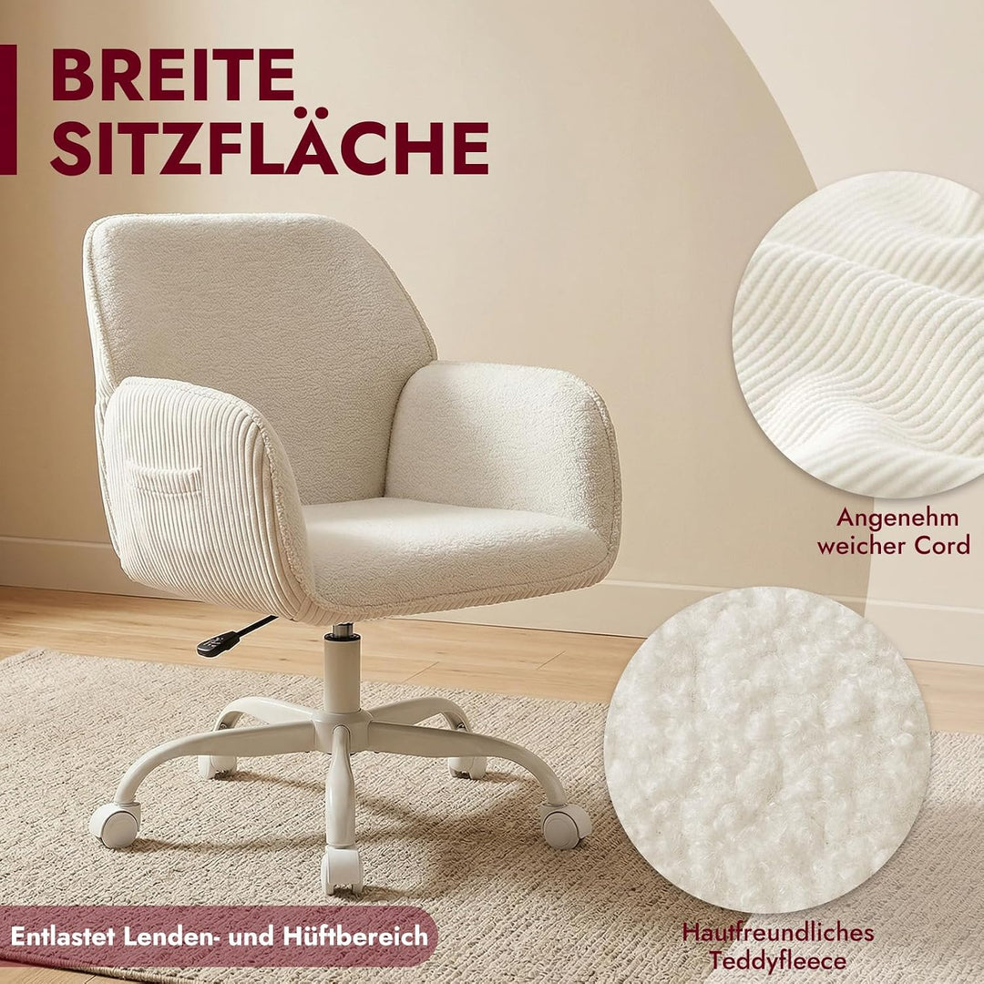 Bürostuhl Schreibtischstuhl Homeoffice Stuhl Schminktisch Stuhl – Sherpa- &amp; Cordstoff, Ergonomisch m