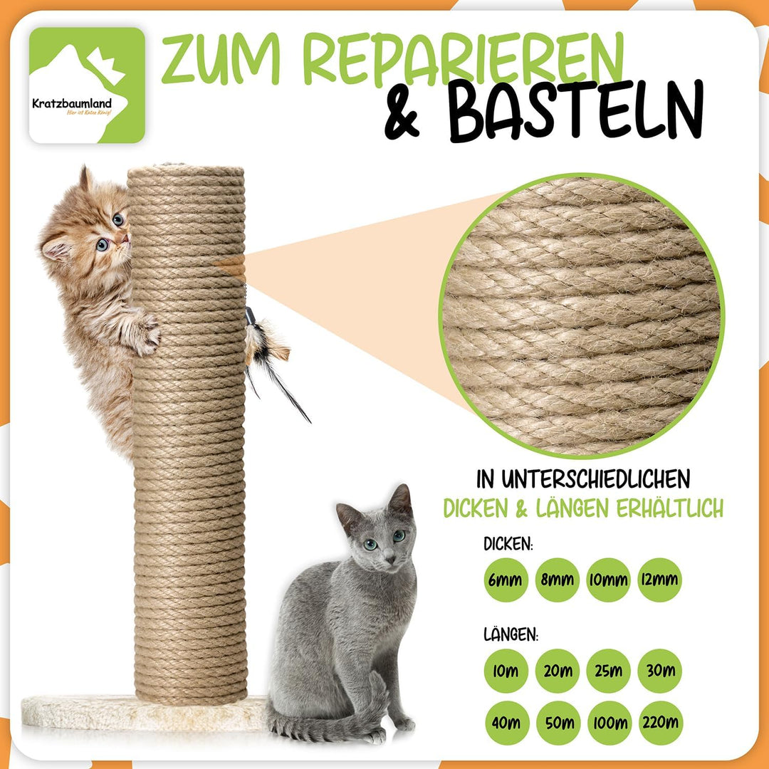 Kratzbaumland Polyhanfseil Premium-Outdoor-Sisalseil 100 Meter versch. Dicken (10 mm), 10 mm