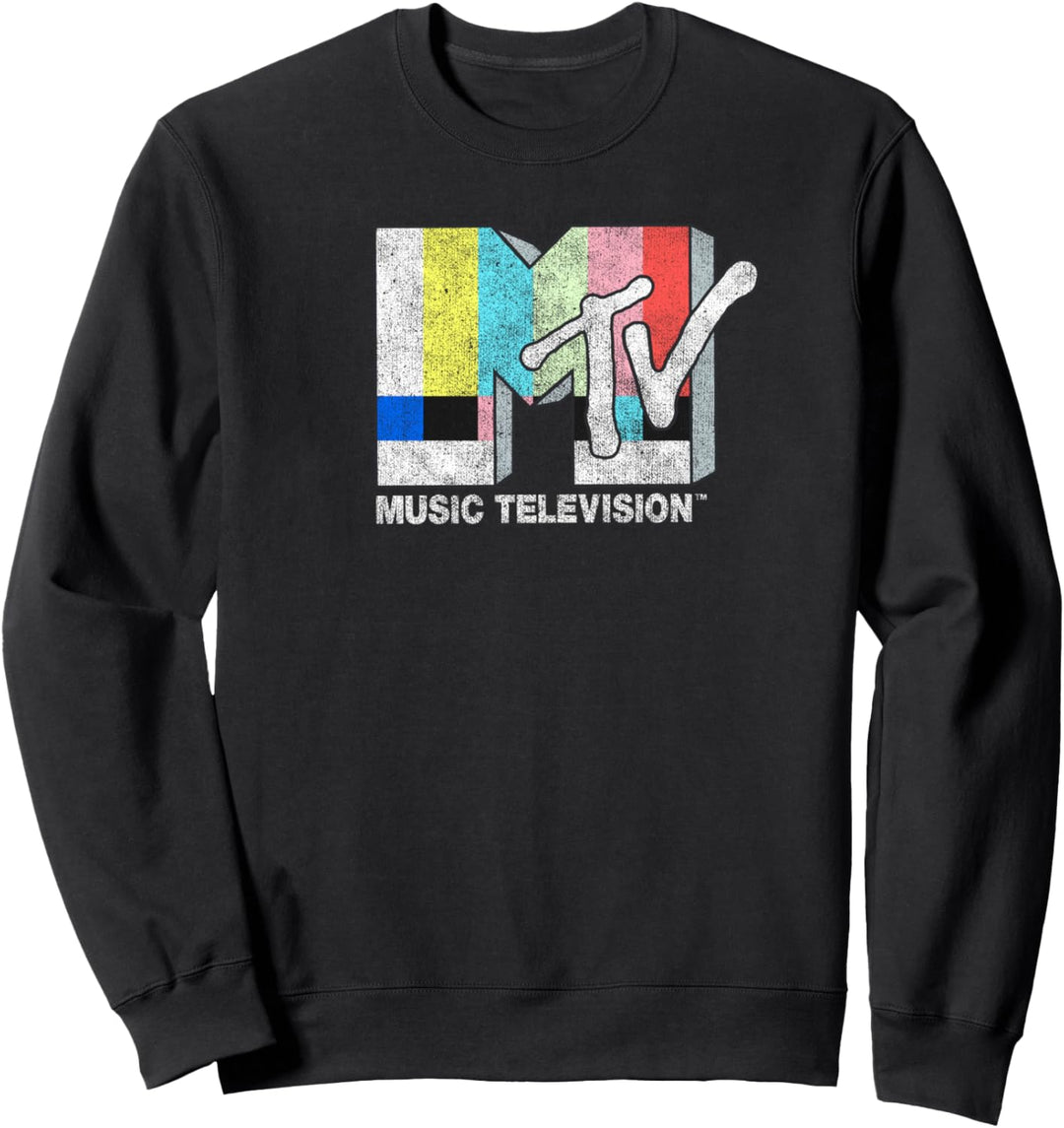 MTV Music Television Pastel Glitch Screen MTV Logo Sweatshirt