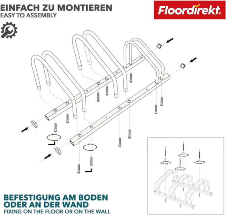 Floordirekt Fahrradständer für 2 Fahrräder mit Reifenbreiten bis 55 mm Eisen Fahrradhalter Aufstells