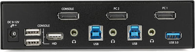 StarTech.com 2 Port DisplayPort KVM Switch - 4K 60Hz - Einzelner DP 4K Bildschirm - Dual Port UHD DP