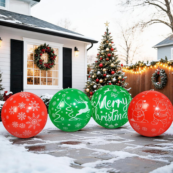 4 Stück 60 cm Weihnachts aufblasbare Bälle Aufblasbare Weihnachtskugel Ornamente im Freien für Weihn
