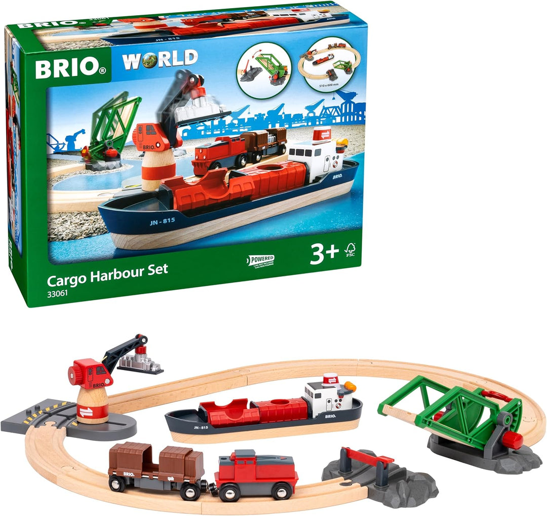 BRIO 33766 - Grosses Premium Set, Kunststoffboxen, Bauernhof Tiere & World 33061 Container Hafen Set