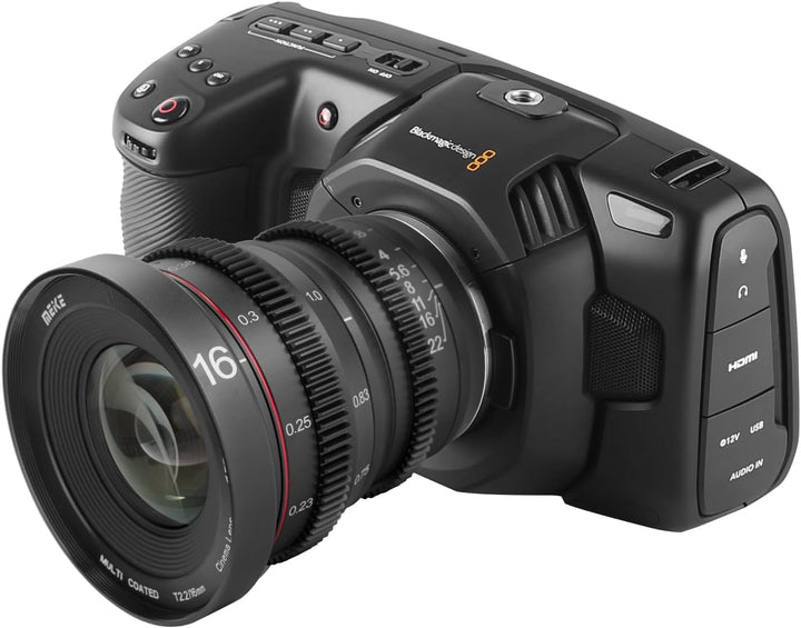 Meike MK 16 mm T2.2 grosse Blende manueller Fokus Prime Low Distortion Mini Cine Objektiv kompatibel