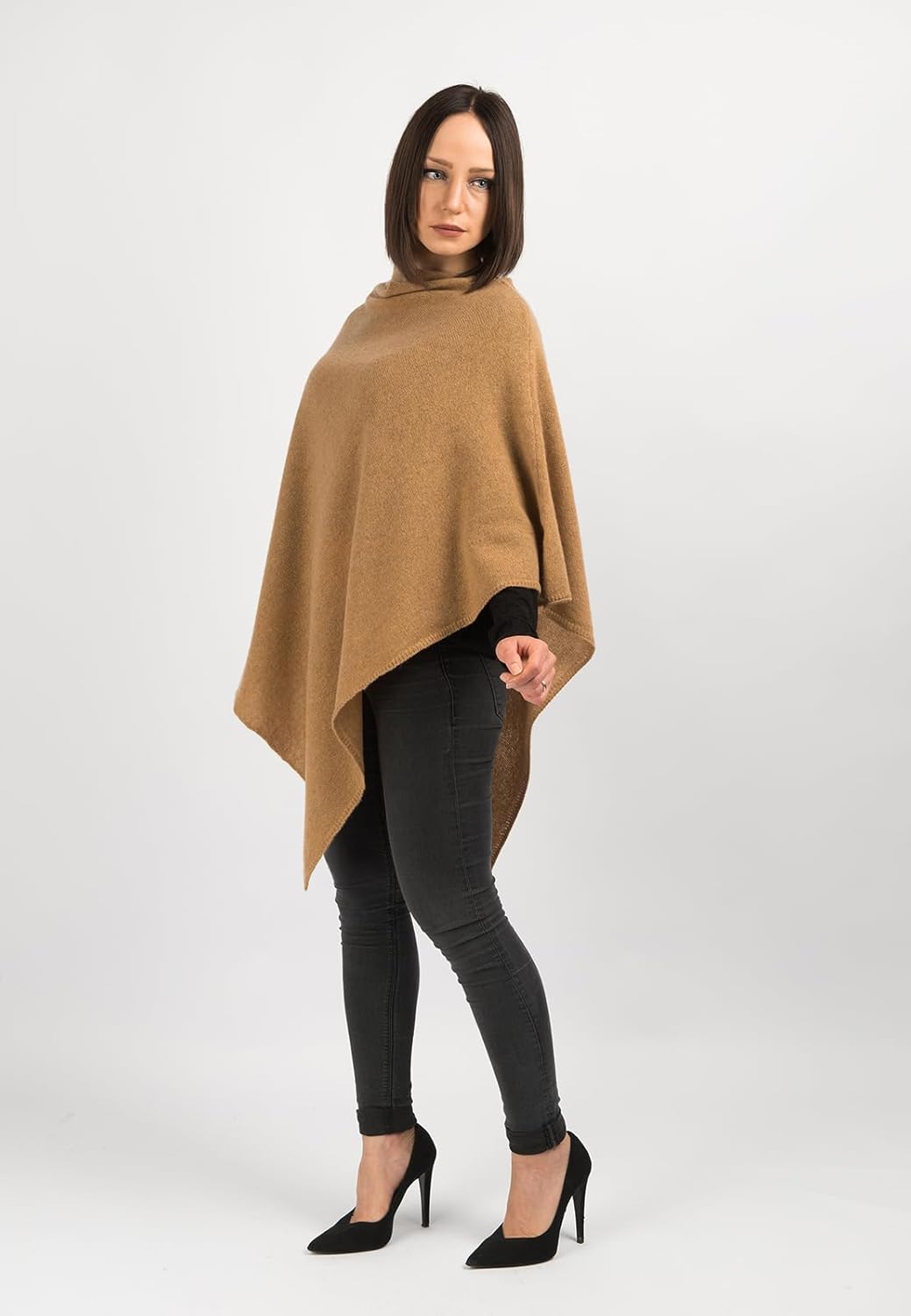 Dalle Piane Cashmere - Poncho aus 100% Kaschmir - Made in Italy - für Frau Einheitsgrösse Kamel, Ein