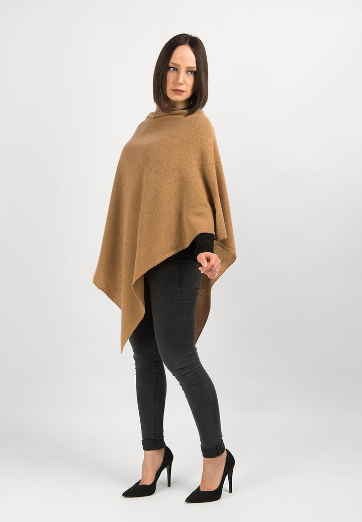 Dalle Piane Cashmere - Poncho aus 100% Kaschmir - Made in Italy - für Frau Einheitsgrösse Kamel, Ein
