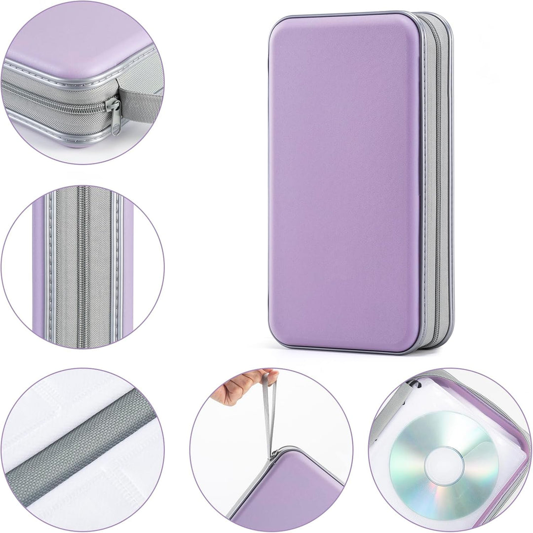 UENTIP CD-Hülle mit 96 Kapazitäten,tragbare DVD-Hülle aus Hartplastik,CD-Organizer, Brieftasche,schü