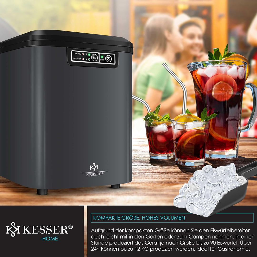 KESSER® Eiswürfelbereiter | Eiswürfelmaschine Edelstahl | Ice Maker | 12 in 24h | Zubereitung in 7 m