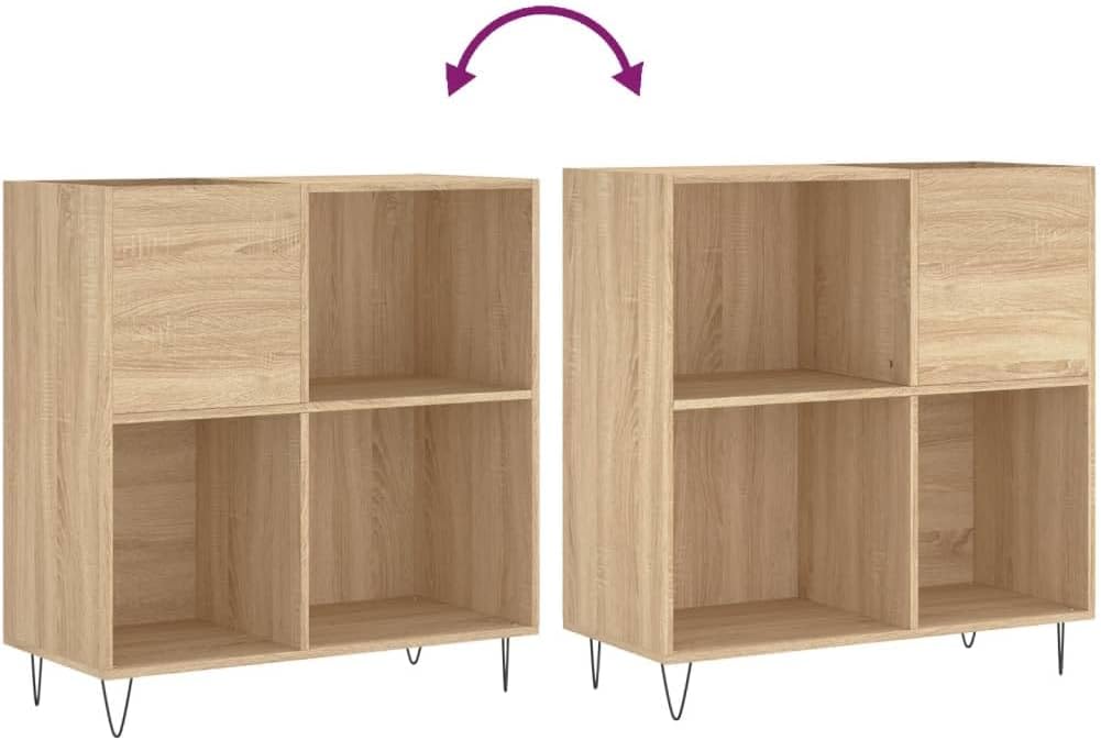 vidaXL Plattenschrank, Schallplattenschrank mit viel Stauraum, Plattenspieler Schrank für Wohnzimmer