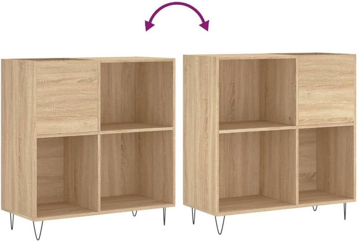 vidaXL Plattenschrank, Schallplattenschrank mit viel Stauraum, Plattenspieler Schrank für Wohnzimmer