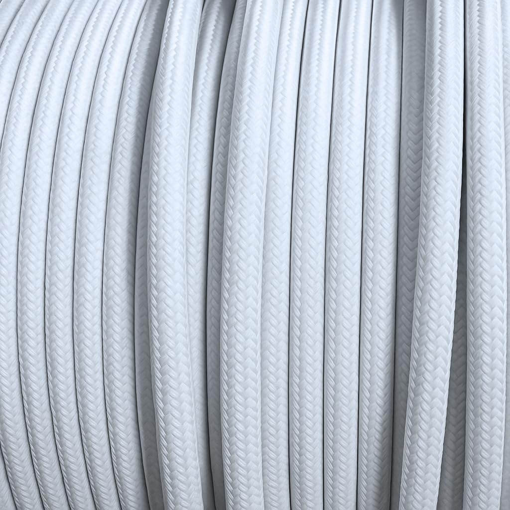 smartect Textilkabel 3-Adrig (3 x 0.75 mm²) Weiss, 50 Meter | Vintage Lampenkabel Stoff, Stromkabel