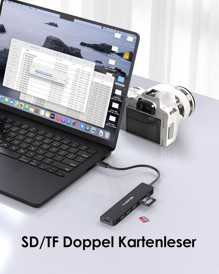 LENTION USB C Hub mit 100W PD Aufladung, 4K@60Hz HDMI, SD/TF Kartenleser, USB 3.0, Adapter USB C kom