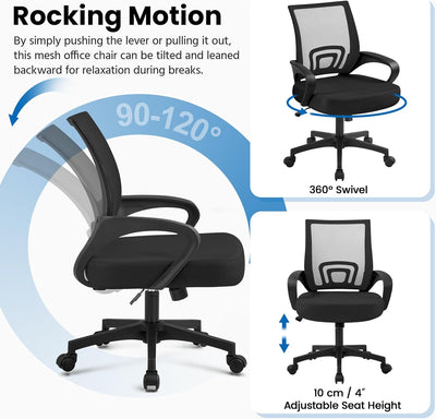 Yaheetech Bürostuhl ergonomischer Schreibtischstuhl Drehstuhl mit Rollen Chefsessel mit Mesh 360°dre