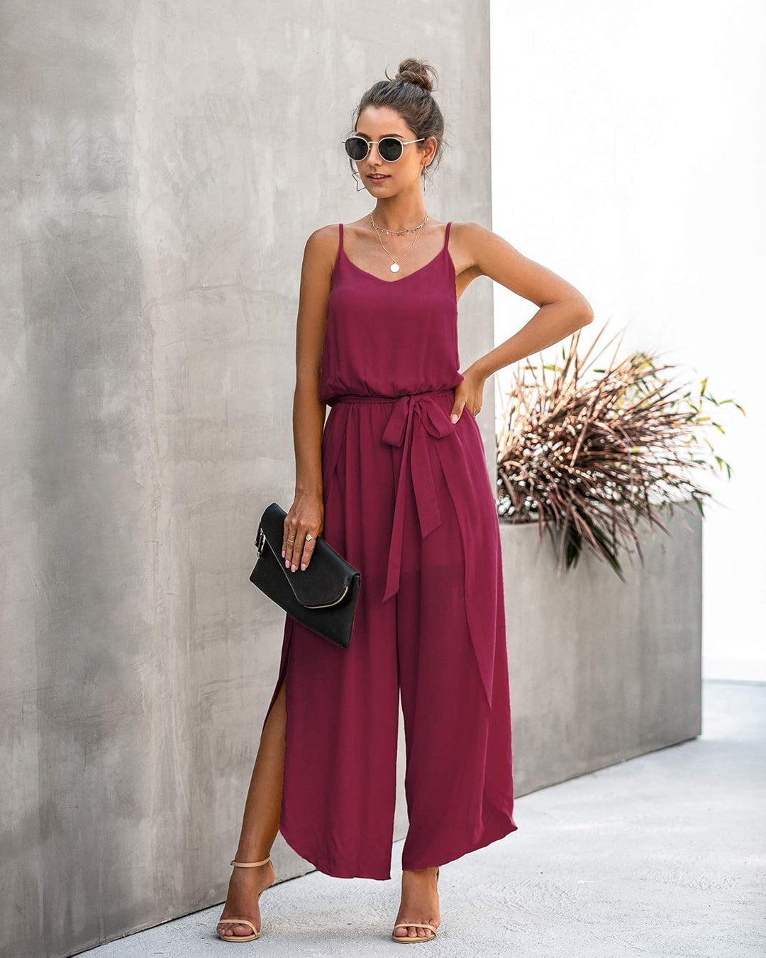 ASOMI Jumpsuit Damen Sommer Lang: Sexy Cocktail Elegant Mode Gürtel Overall Hochzeit Hawaii Urlaub S