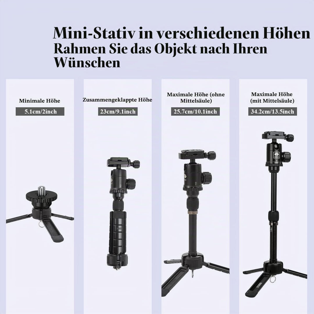 Sirui AM-35K Ministativ mit Kugelkopf und Mittelsäule, schwarz, Gross, Gross