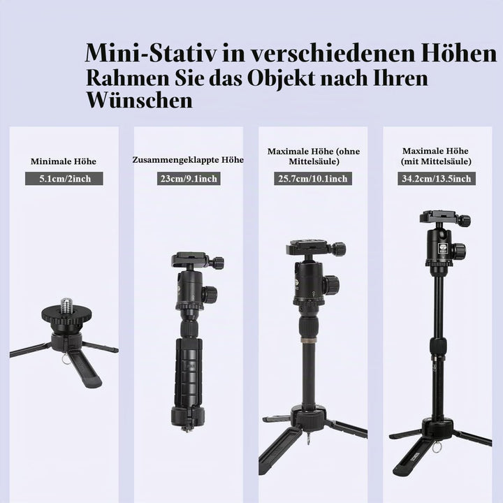 Sirui AM-35K Ministativ mit Kugelkopf und Mittelsäule, schwarz, Gross, Gross