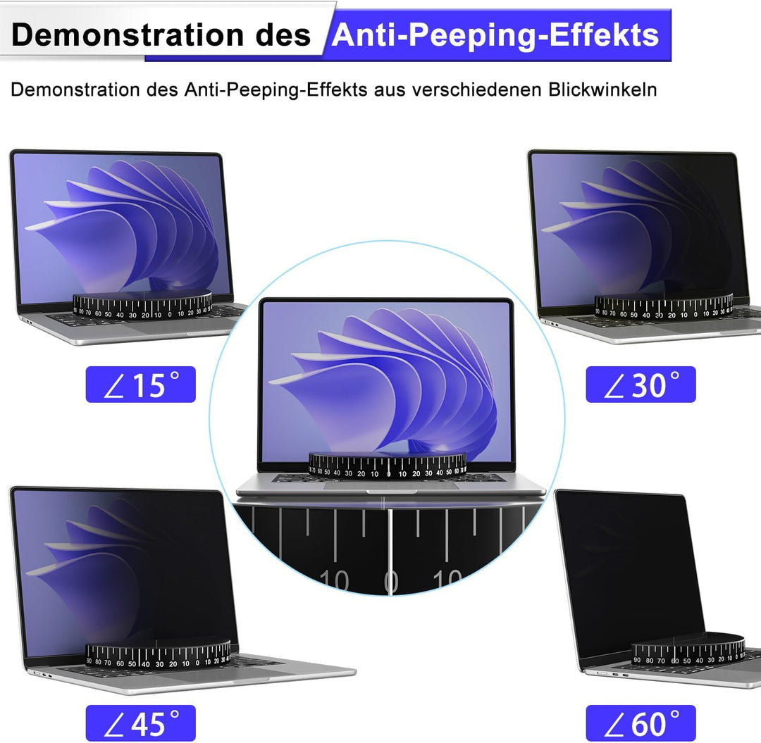 STARY 360° Blickschutzfolie Laptop 13,3 Zoll 16:9,Sichtschutzfolie 4-Wege 360° 13.3 inch (16:9), 360