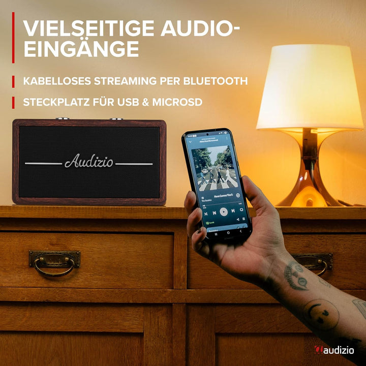 Audizio Tune60 - DAB Radio mit Bluetooth Lautsprecher, Fernbedienung, FM, 40 Watt, Batterie- Netzbet