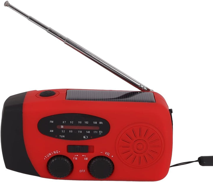 Kurbelradio mit Solarbetrieb, Handkurbel-Dynamo, Notradio mit 2000 mAh NiMH-Akku, Weltempfänger für