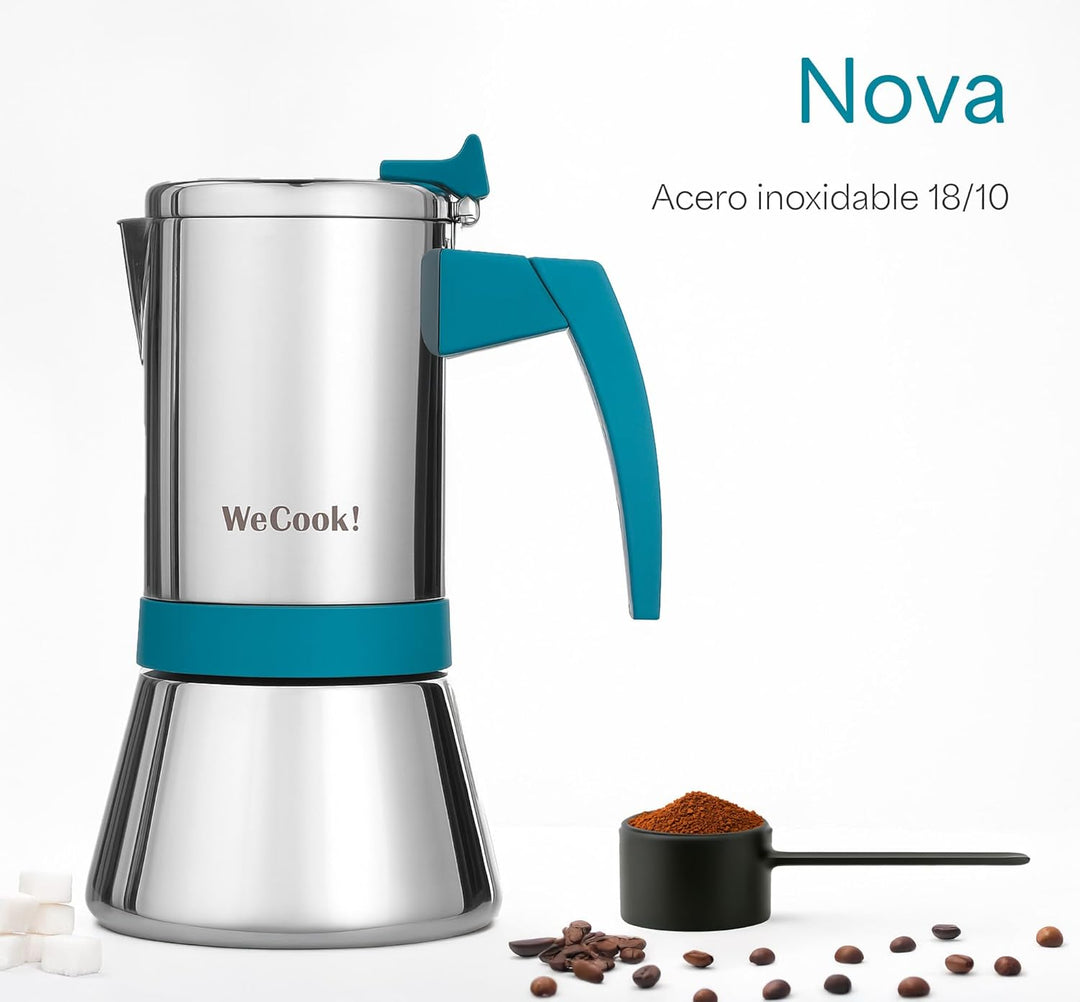 WECOOK! Espressokocher aus Edelstahl 18/10 für Induktion 4 Tassen – Moka/Espresso – ergonomischer So
