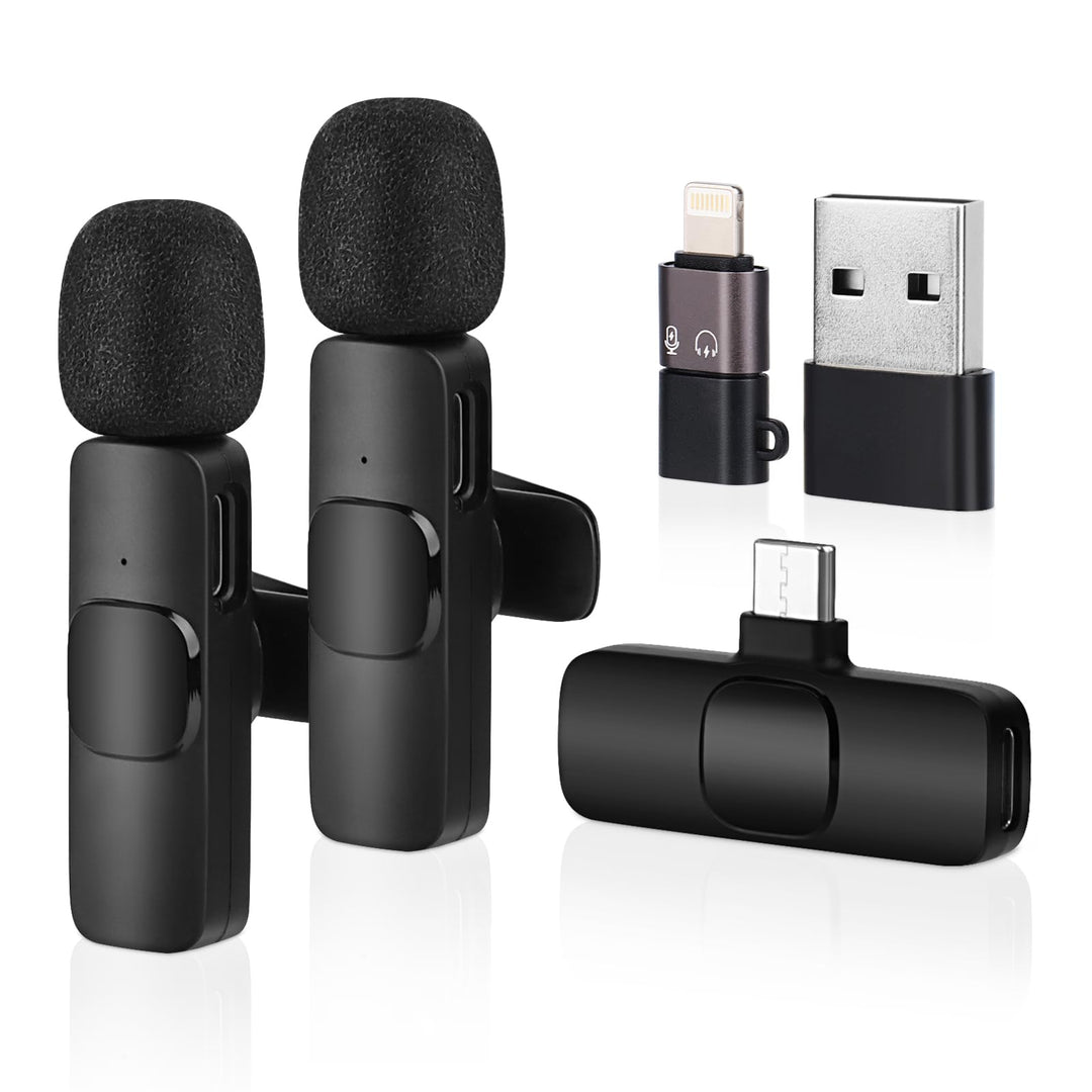 MXTIMWAN 2pcs Mini Mikrofon, Mikrofon Handy, Lavalier Mikrofon Wireless mit Rauschunterdrückung,Anst