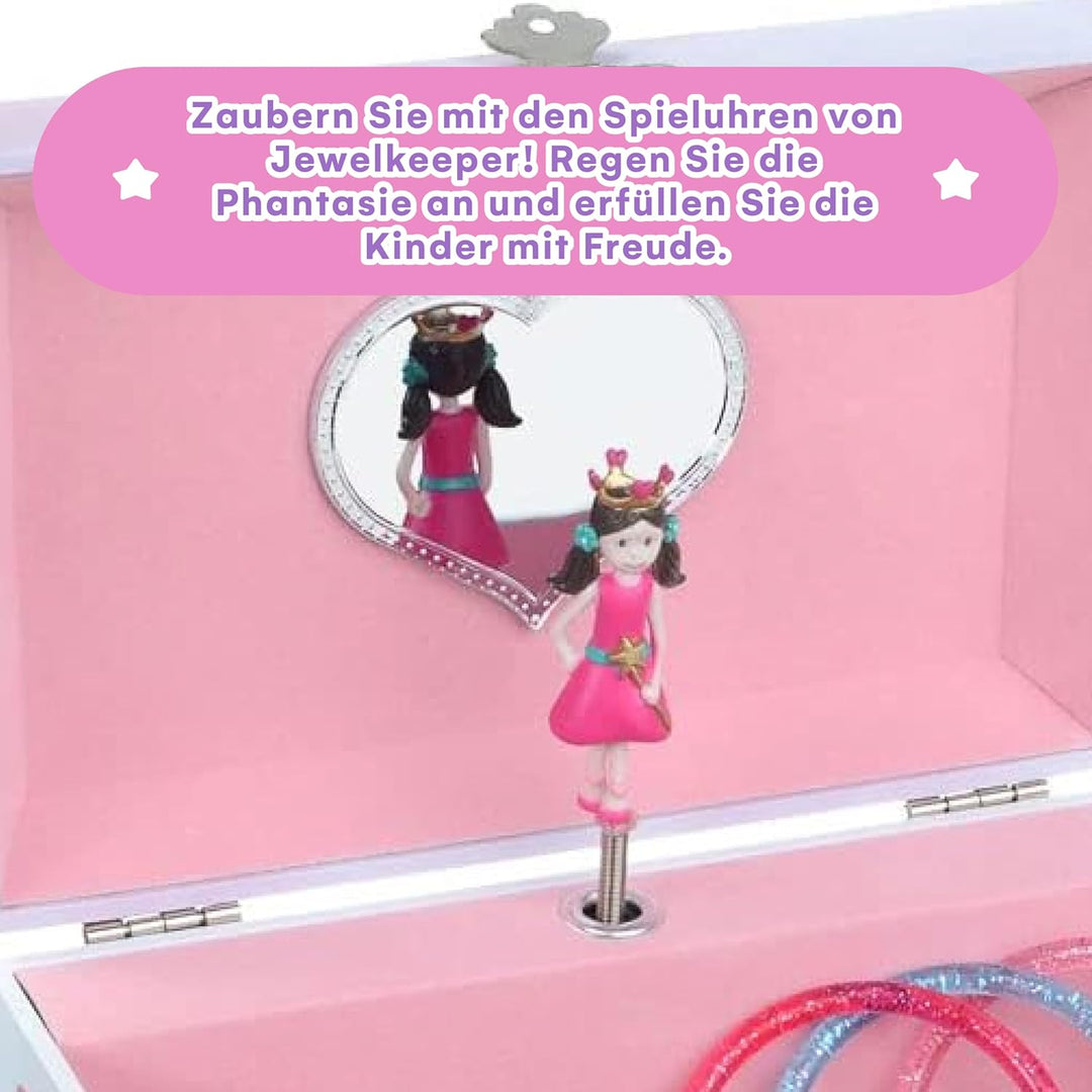 Jewelkeeper - Märchenprinzessin und Herzen grosse Musikschmuck-Aufbewahrungsbox mit 4 ausziehbaren S
