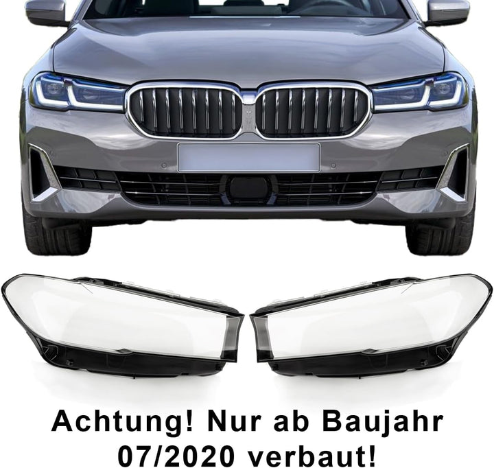 LST Scheinwerferglas Streuscheibe Frontlicht Abdeckung links kompatibel mit BMW 5er G30 G31 Touring