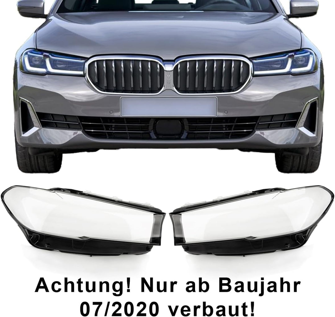 LST Scheinwerferglas Streuscheibe Frontlicht Abdeckung rechts kompatibel mit BMW 5er G30 G31 Touring