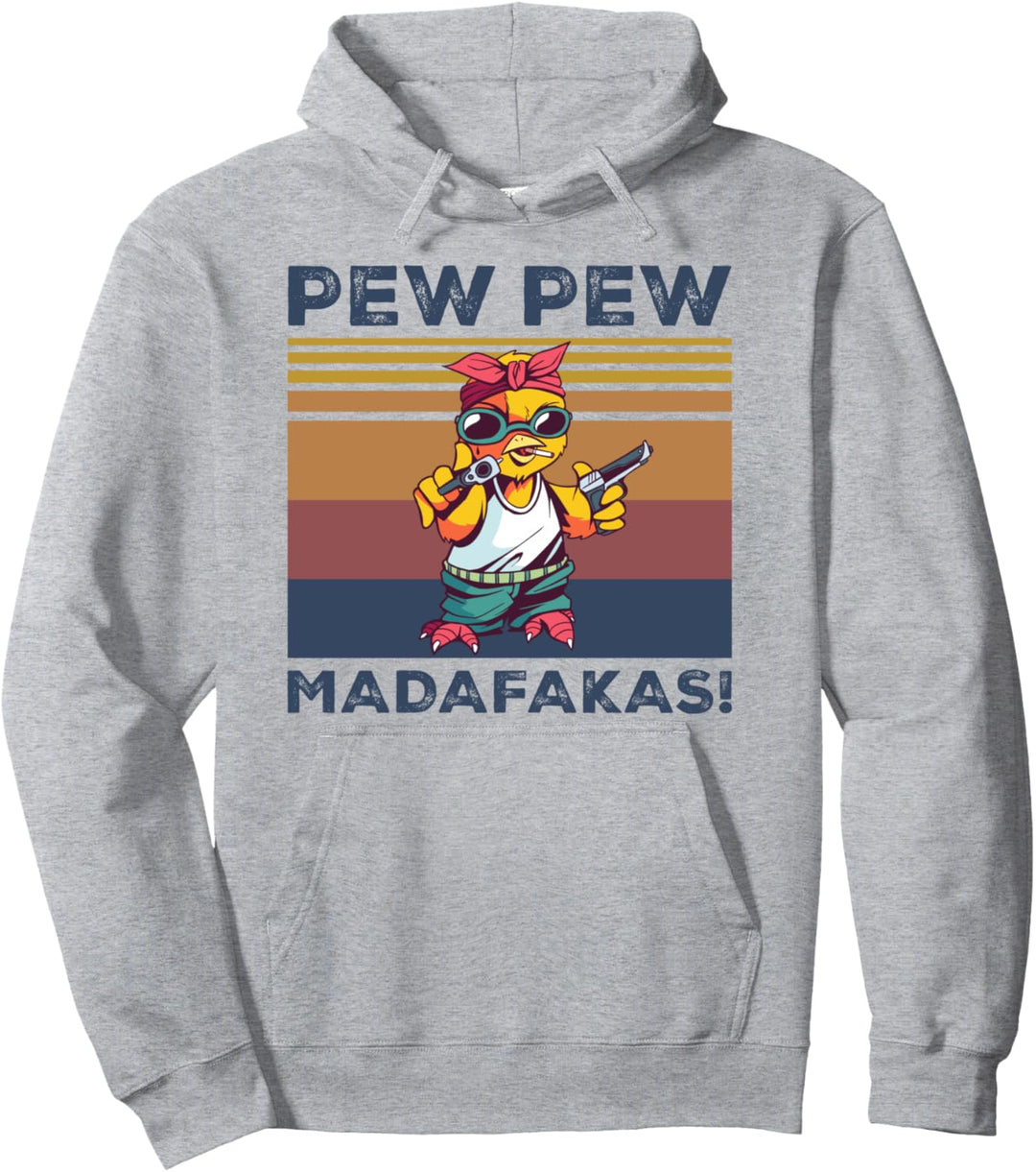 Pew Pew Madafakas Funny Chick Lover Vintage Retro Gift Pullover Hoodie