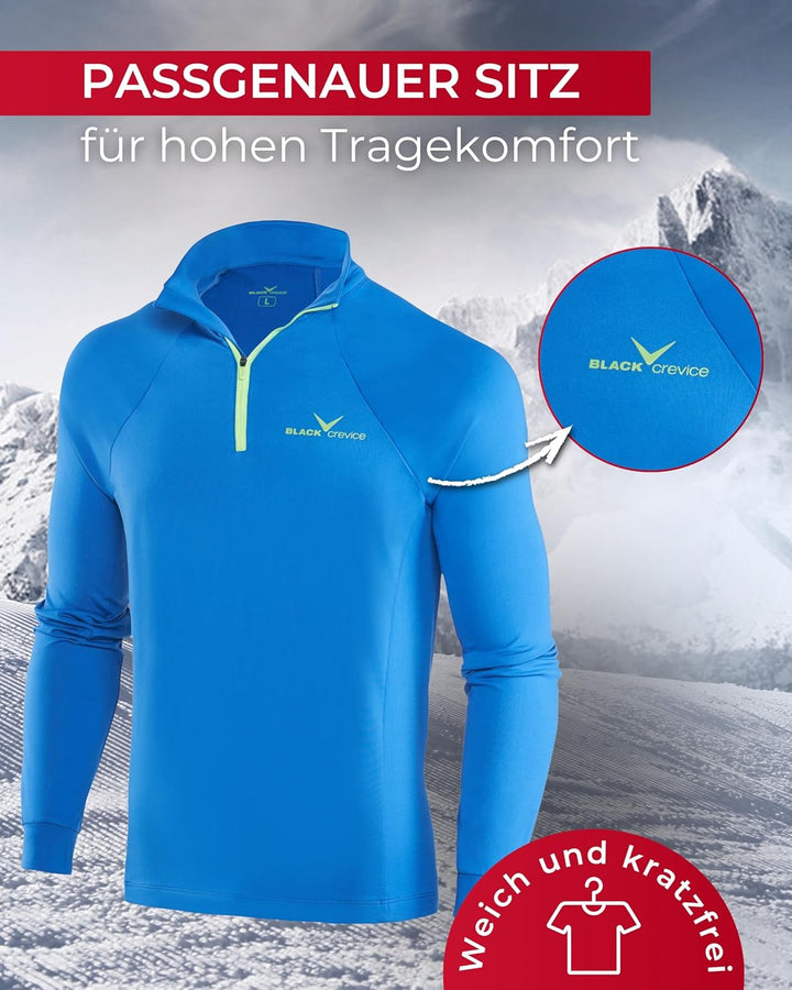 BLACK CREVICE Damen Ski-Rolli mit Reissverschluss I Damen-Langarm-Funktionsshirt I Damen-Funktionssh