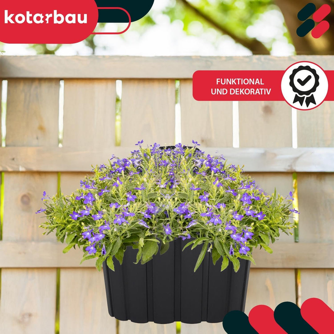 KOTARBAU® 6er Set Blumenkasten Balkon - Wandampel - Blumentopf - 20x14cm H: 13cm Anthrazit - Wandamp