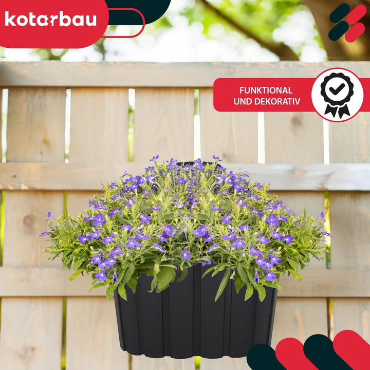 KOTARBAU® 6er Set Blumenkasten Balkon - Wandampel - Blumentopf - 20x14cm H: 13cm Anthrazit - Wandamp