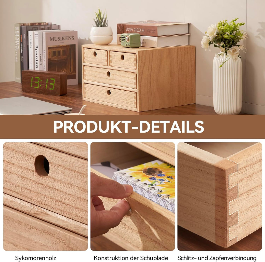 KIRIGEN Holz Schreibtisch-Organizer mit Schubladen Heimarbeitsplatz Bürobedarf Holz Aufbewahrungsbox