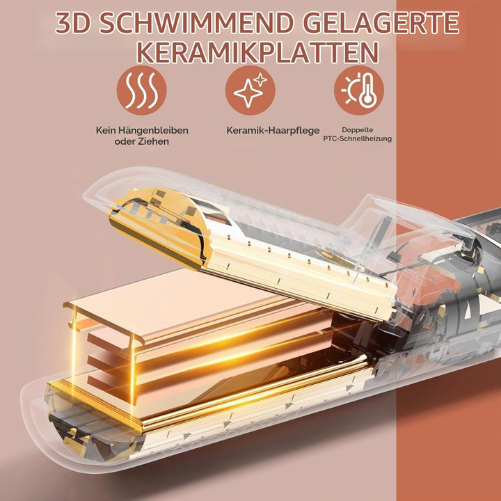 OBEST Airflow Curler Haarglätter und Lockenstab 2 in 1, Glätteisen Lockenstab, 30s Schnellaufheizung