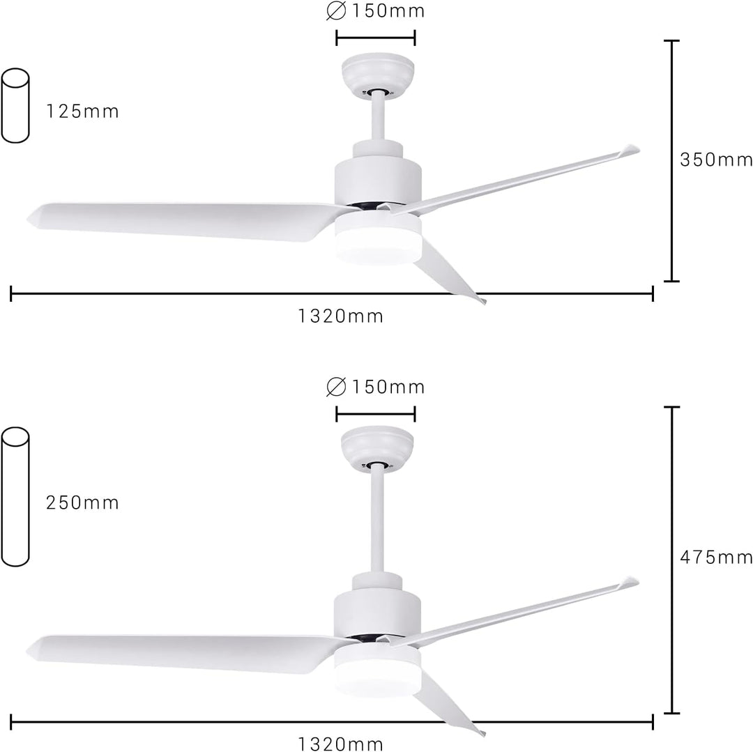 SPC Conforto DC Max 2 - Deckenventilator mit dimmbarem Licht, Motor DC 43 W, super leise und effizie