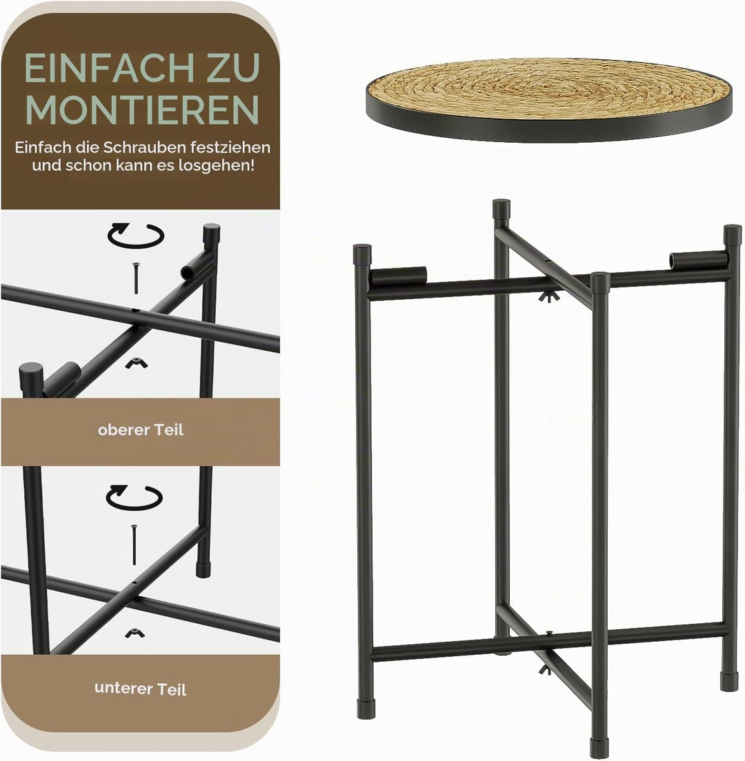 Bamworld Runder Pflanzenständer für draussen Blumenhocker Pflanzenhocker Blumenständer Metall Schwar